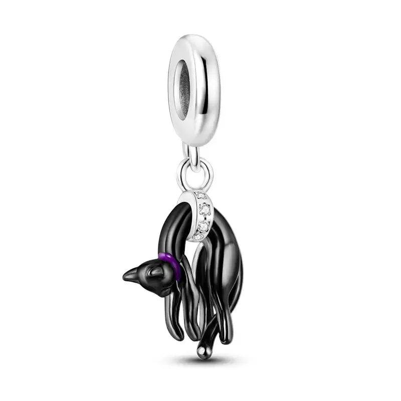 New Fashion 925 Sterling Silver Black Charms Spider Hat Car kitty Bee DIY Fine Beads Fit Original Pendant Women Bracelet