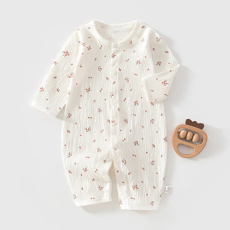 Baby Pure Cotton Breathable Skin-friendly One-piece 0-18M Kid Summer Lightweight Romper Infant Snap Closure Casual Comfy Onesie