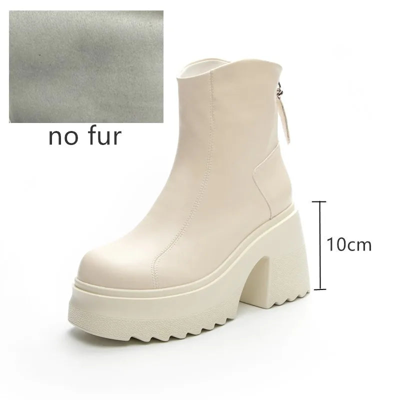 AIYUQI Women High Heel Boots Genuine Leather 2026 New 10cm Heel High Women's Booties Platform British Style Fashion Boots Women