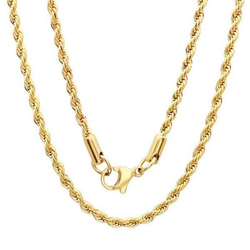 316L Stainless Steel Gold Color Chain Necklace Bracelets For Women Girl Fashion Non-fading Lady Jewelry Set Accessories
