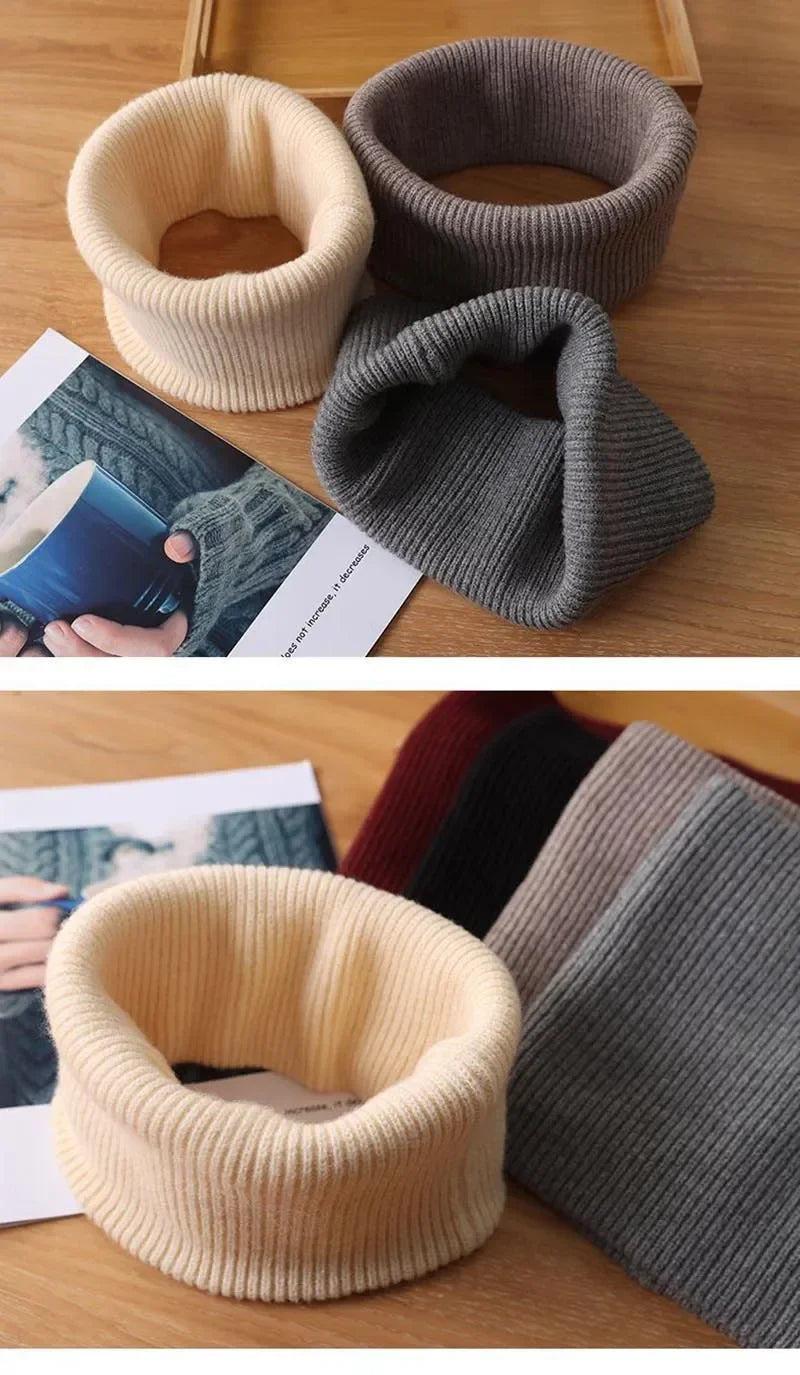 Men's Women's Winter Warm Cashmere Scarf Outdoor Sports Windproof Neck Protect Elastic Thick Wool Knit Snood Female Fake Collar
