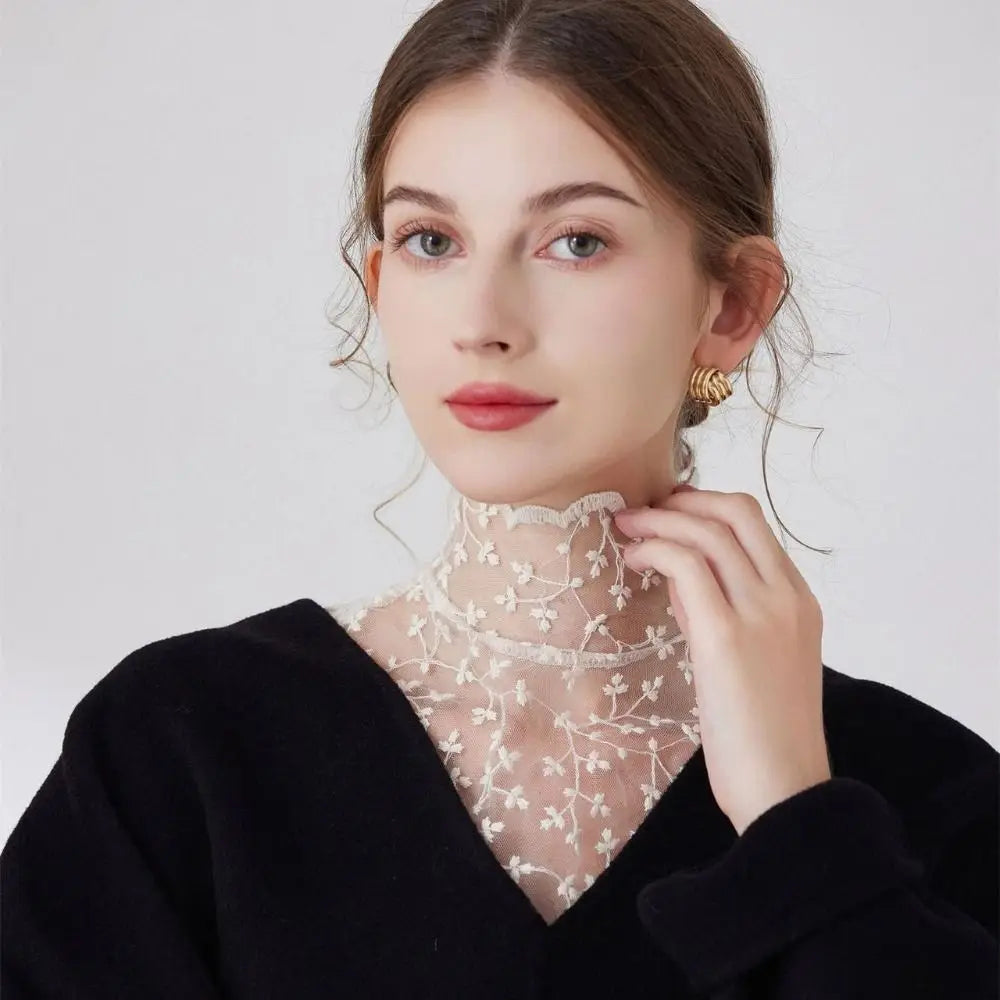 Cute Petal Fake Collar Black Lace False Collar Detachable Lapel Clothes Accessories Women