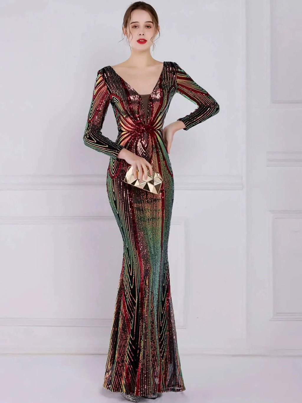 Sexy long sleeve birthday evening dresses for women 2026 elegant luxury wedding party dress vintage maxi sequin dress vestidos