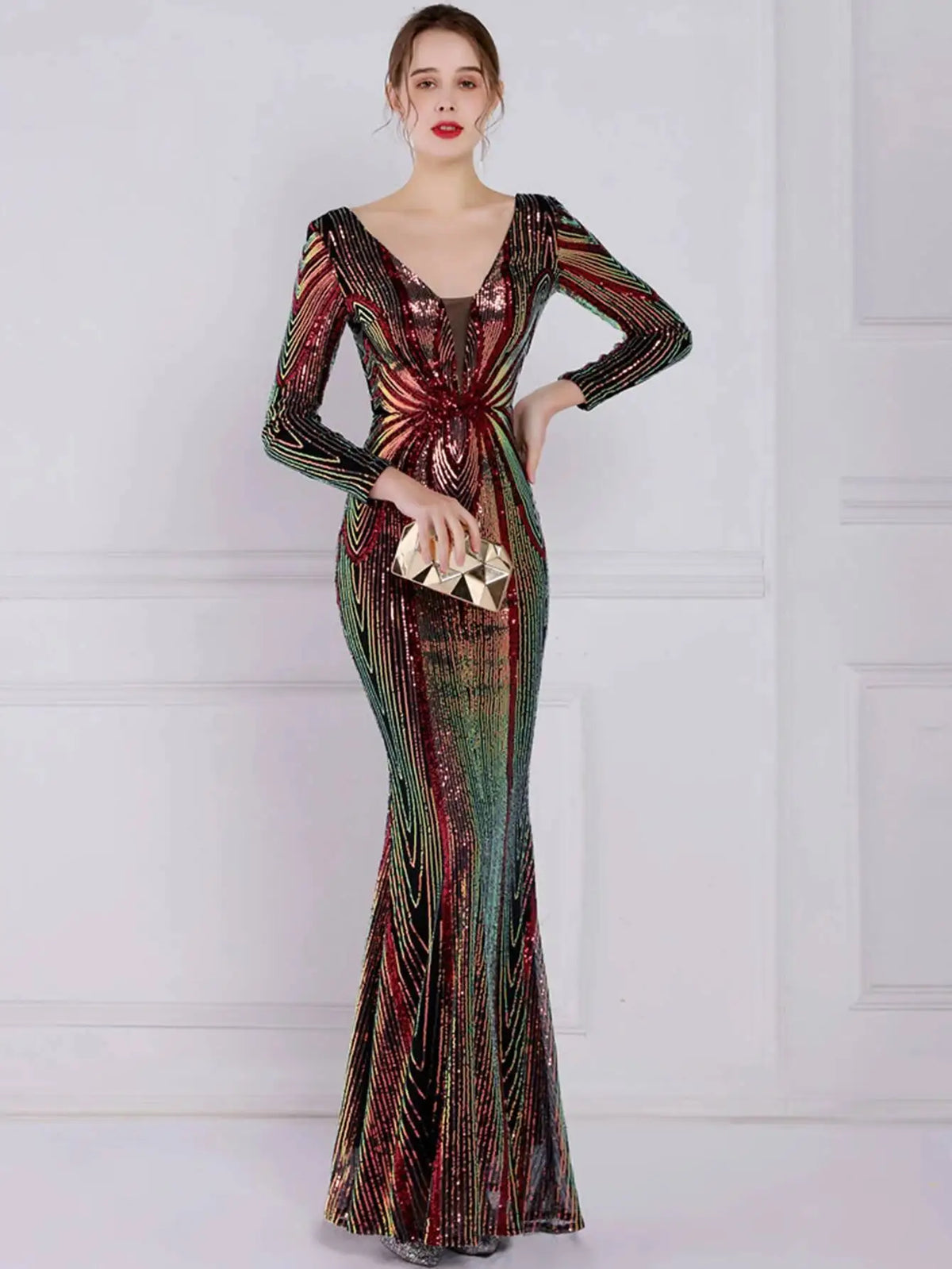Sexy long sleeve birthday evening dresses for women 2026 elegant luxury wedding party dress vintage maxi sequin dress vestidos