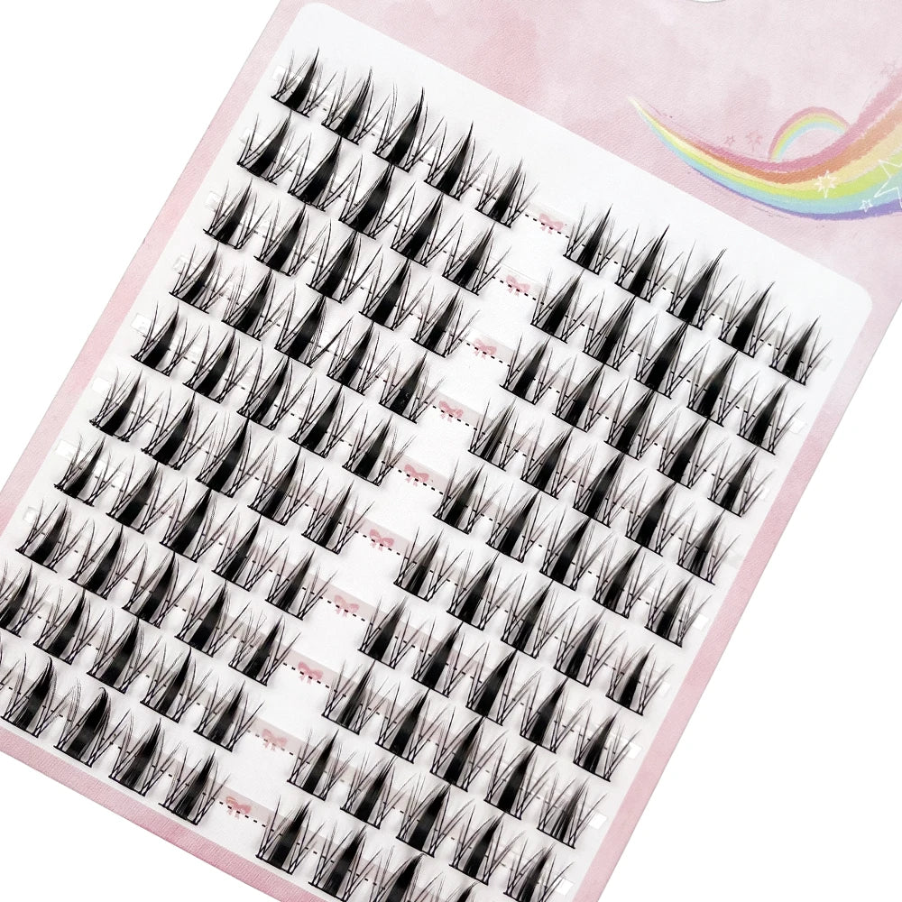 100-Strand Anime Lashes, Single Strand DIY, Korean Style, Fine Black, Natural, Dynamic, Curled, 10-13mm, Reusable For Beginners