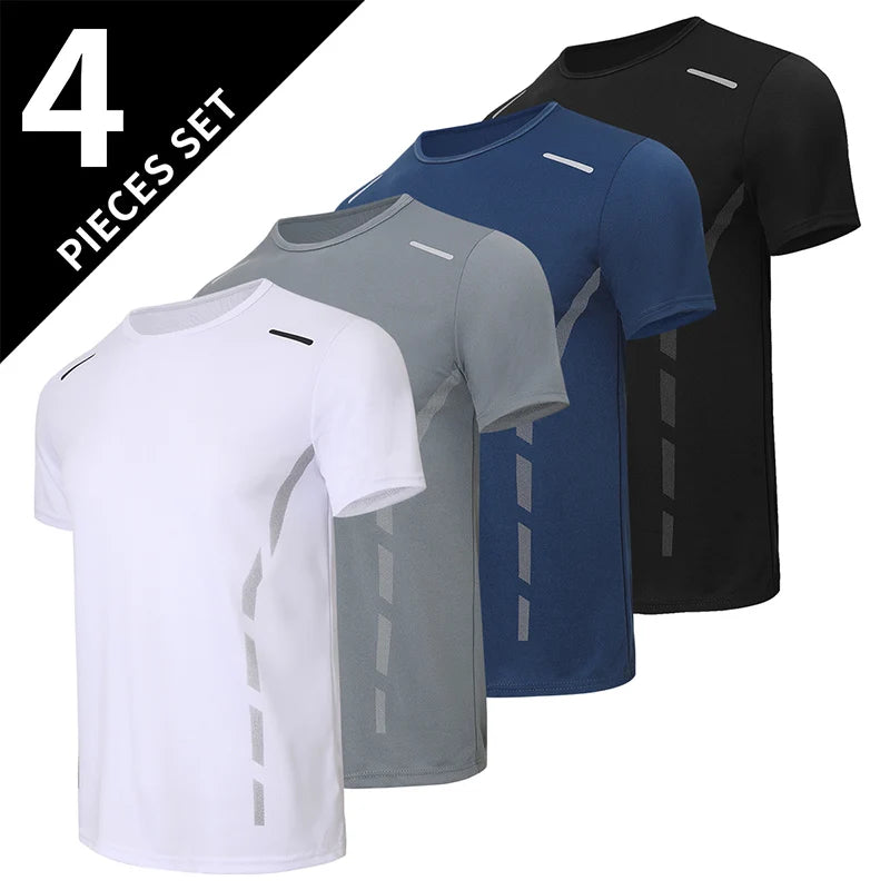 1/4 Uds Camiseta Holgada de Verano para Hombre, Estampada, de Secado Rápido, Manga Corta, Juvenil, Informal, Deportiva, Fitness, Transpirable, para Mediana Edad