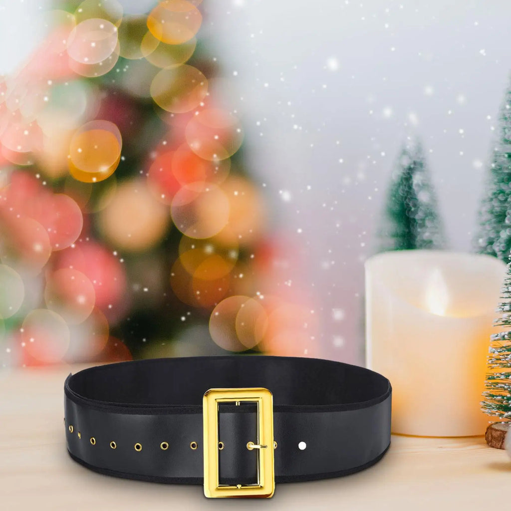 Santa Claus Belt Christmas Santa Belt Wide Xmas Belt Elf Belt Decor PU Leather Waist Belt for Halloween Christmas Fancy Dress