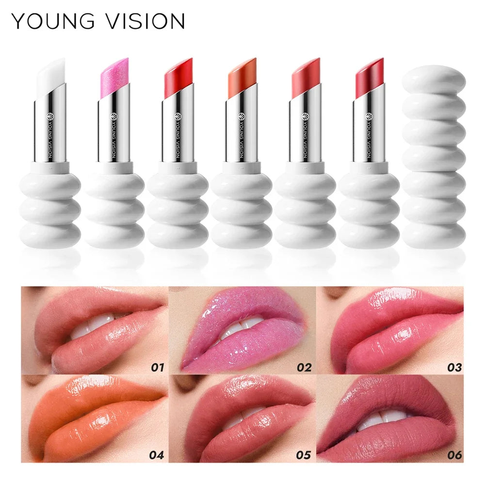 YOUNG VISION 6 Farben Feiner Schimmer Pflegender Leichter Lippenstift Lang anhaltende Farben Leicht aufzutragender feuchtigkeitsspendender Lippenstift