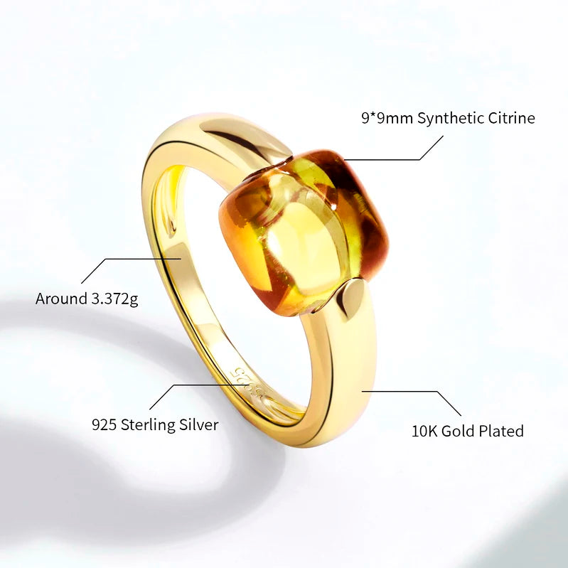 ALLNOEL 925 Sterling Silver 10K Gold Plated Color Crystals Rings For women's ring Luxury Inlaid Water Drop Pendant Party Gift