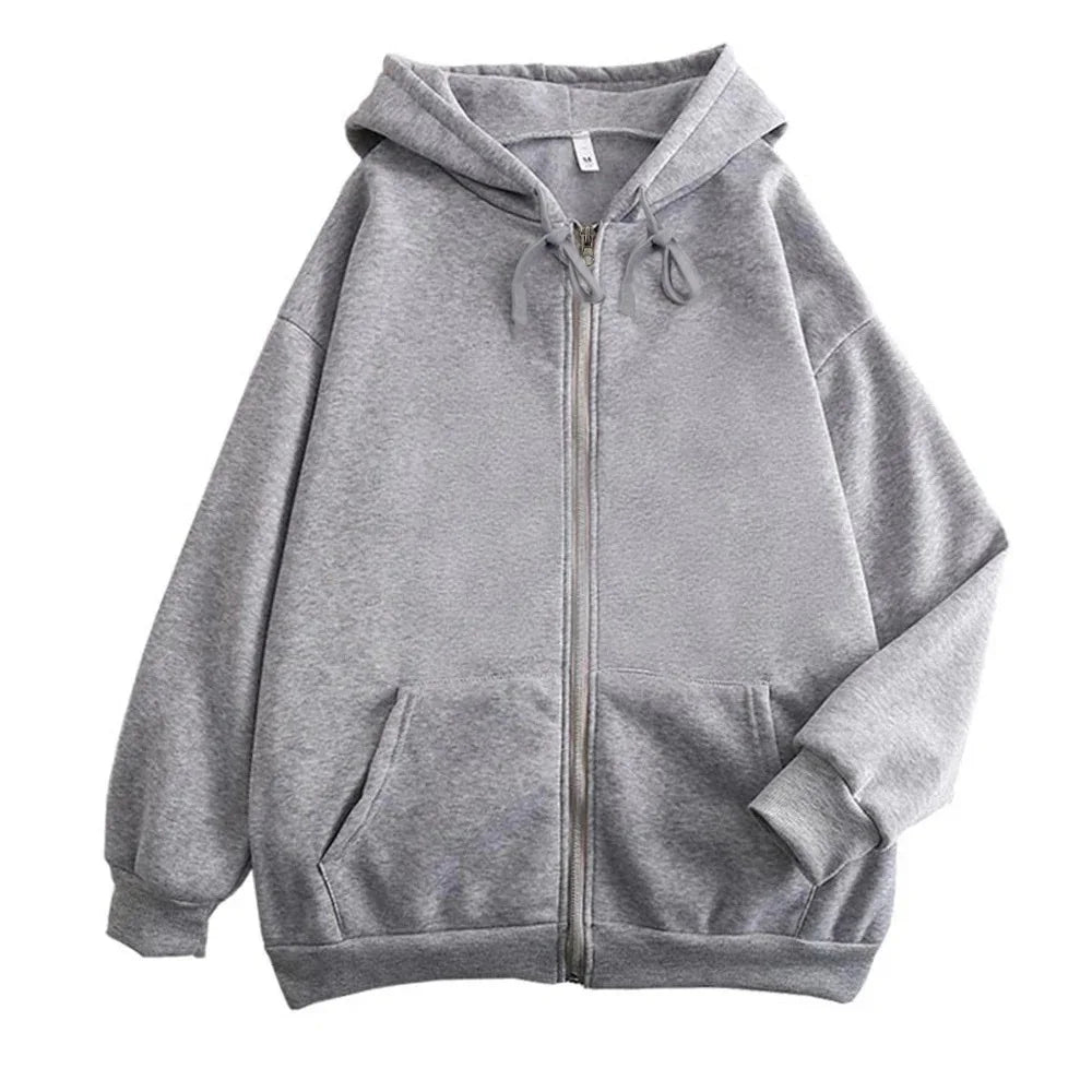 High Street Hoodie Herren einfarbig Reißverschluss Langarm lockere Jacke Mäntel lässiger Kapuzenpullover Y2K Mode Outdoor-Kleidung