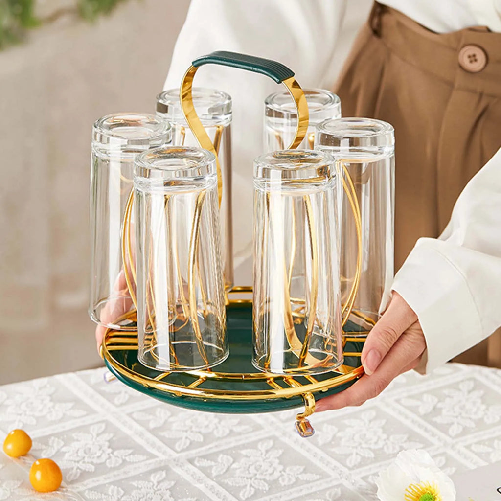 Cup Upside Down Drain Rack Space-saving Large Capacity Cup Organizer Rack for Home Kitchen Bar Decoration