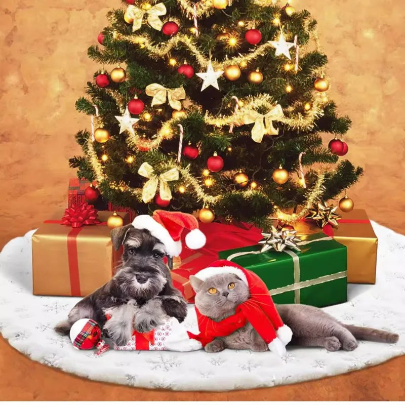 38/60cm Christmas Tree Skirt White Plush Xmas Tree Skirts Gold Silver Snowflake Plush Carpets Home New Year Party Decorations