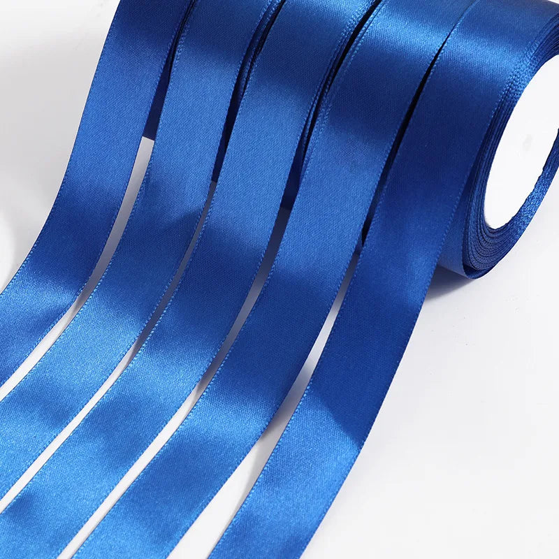 6mm~50mm Royal Blue Satin Ribbon 25Yards/roll Single Face Gift Wrapping Christmas New Year Apparel Sewing Fabric Gift Ribbon