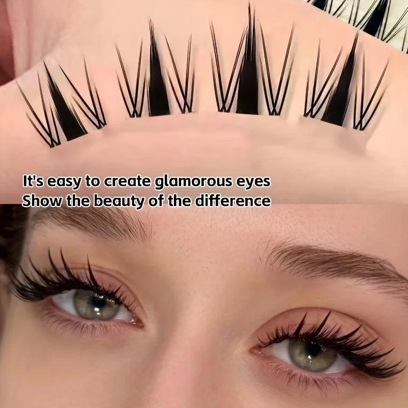 100-Strand Anime Lashes, Single Strand DIY, Korean Style, Fine Black, Natural, Dynamic, Curled, 10-13mm, Reusable For Beginners