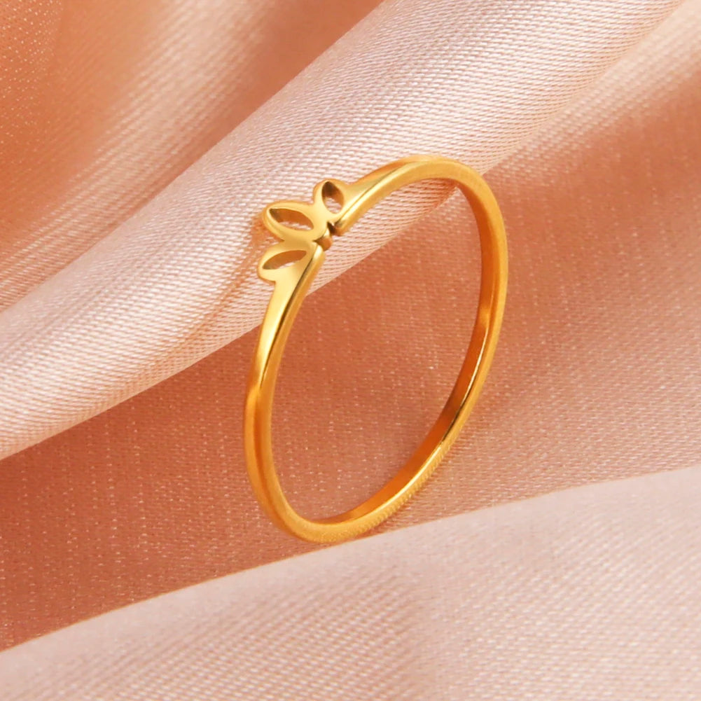 COOLTIME Lotusringe für Damen Edelstahl Paarring Hochzeitsverlobungsgeschenke Minimalistische Ringe Trendschmuck