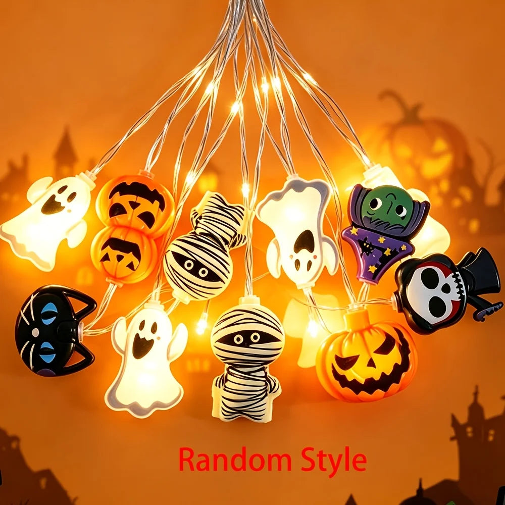 Halloween LED Horror Lights Pumpkin Ghost Mummy Witch Spider Lamp for Indoor Home Window Party Atmosphere Decorations
