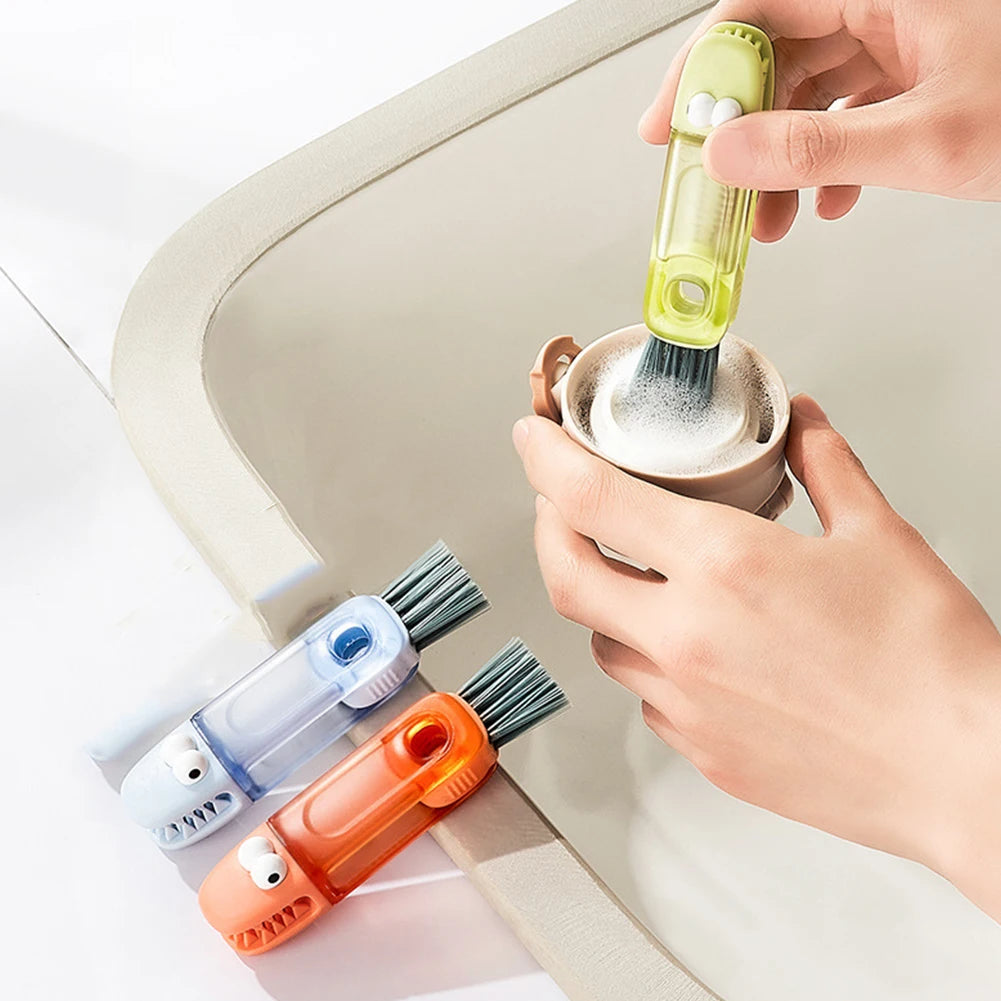 3 In 1 Multifunctional Cleaning Brush Tiny Bottle Cup Lid Detail Brush Straw Cleaner Tools Household Kitchen Cleaning Tool