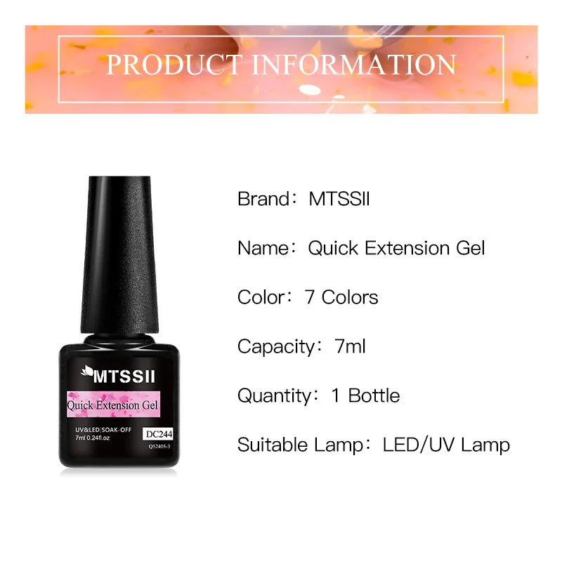 Mtssii 7ML Pink Glitter Quick Extension Gel Nagellack Rosa Goldfolien-Effekt Vernis Semi Permanent UV Gel Nagellack Hard Gel