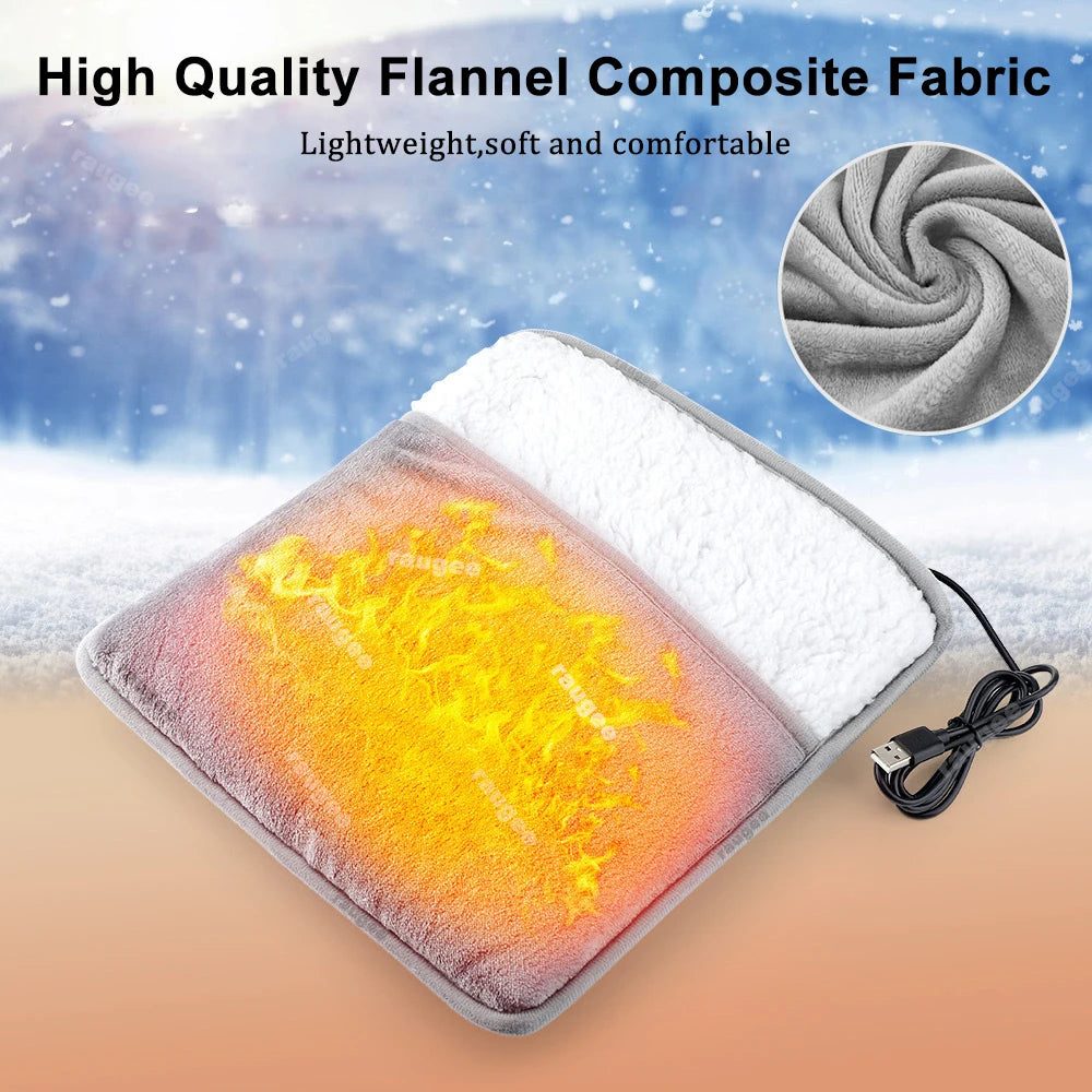 Electric Foot Heater USB Foot Heating Pad Portable Foot Warmer Heater Soft Wearable Foots Warmer Mat Home Office USB Foot Heater