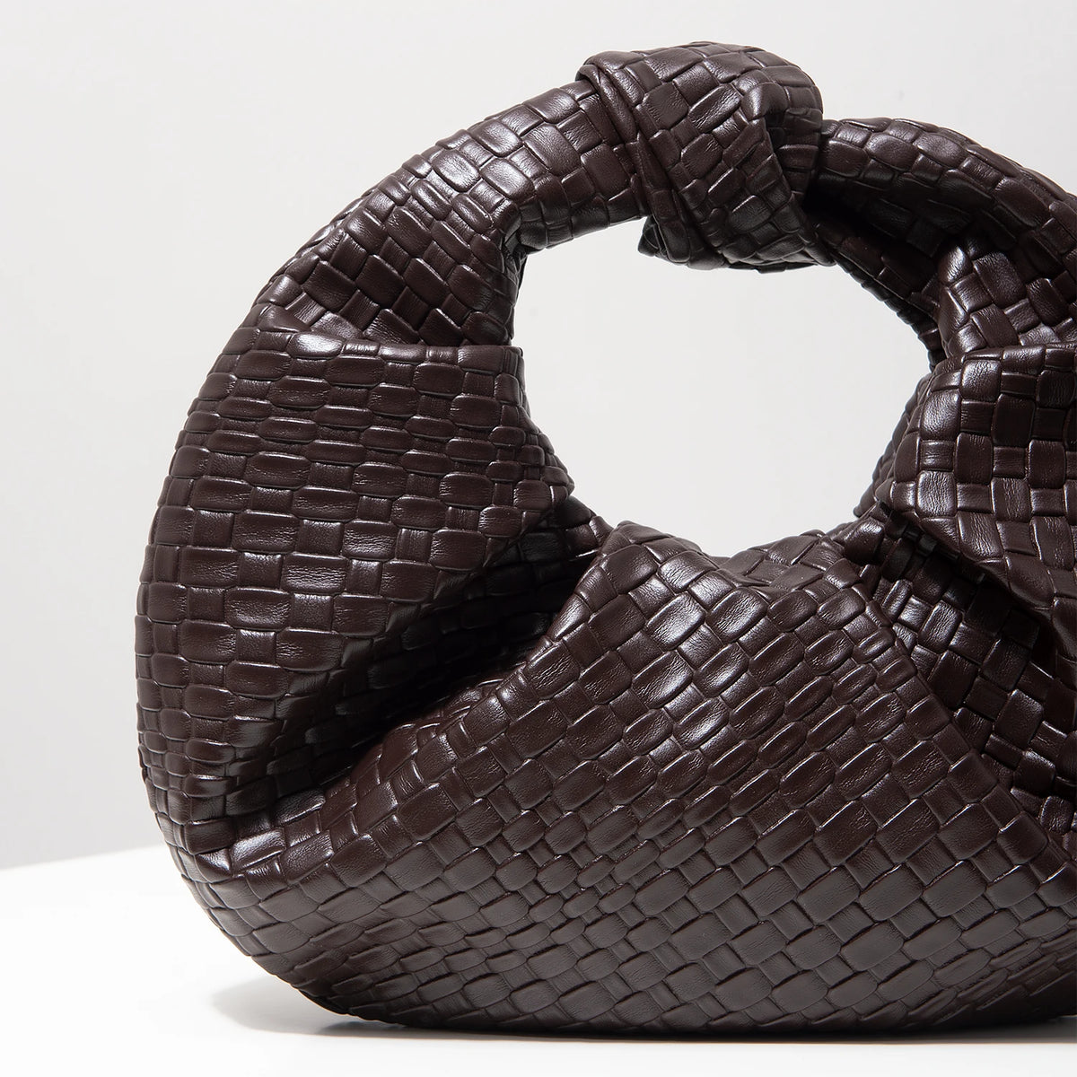 Vintage Faux Leather Woven Pattern Handbag, Knotted Crescent Bag, Pleated Cloud Bag, Women's Party Dress, Burgundy Wallet, Elegant Evening Bag (Pattern Random)