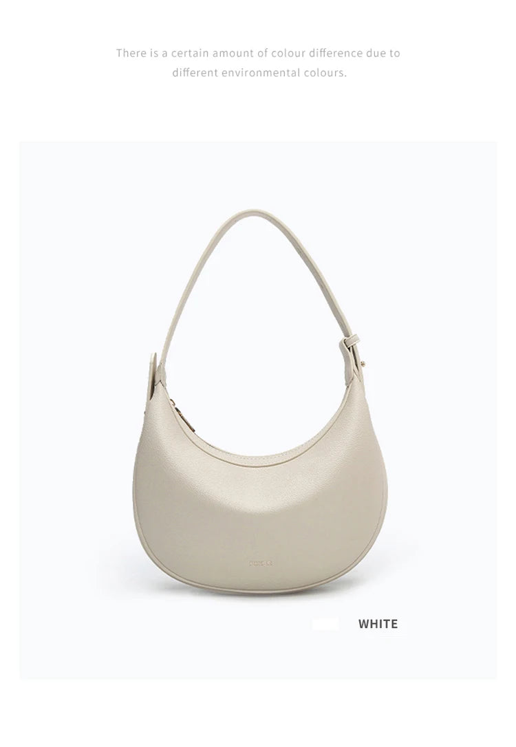 FOXER Brand PU Leather Women's Shoulder Bag Fashion Female Underarm Hobo Bag Crescent Half-moon Bag Travel Small Crossbody Bag