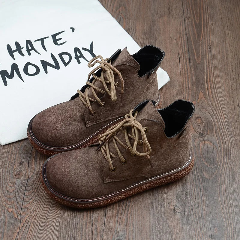 Careaymade-New Casual boots autumn&winter women's versatile big head doll shoes thick soled short boots flat soled women's boots