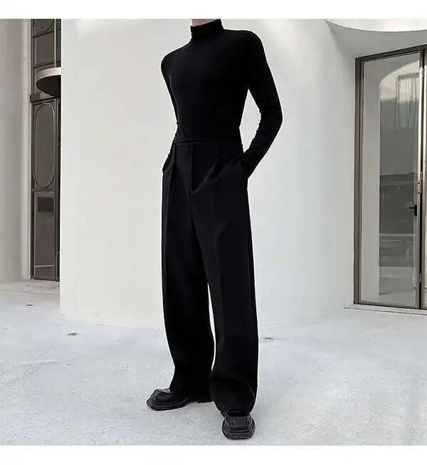 IEFB Men's Suit Pants Solid Color Niche Design Korean Style Casual Straight Elastic Waist Versatile Trousers 2023 New 9C2269