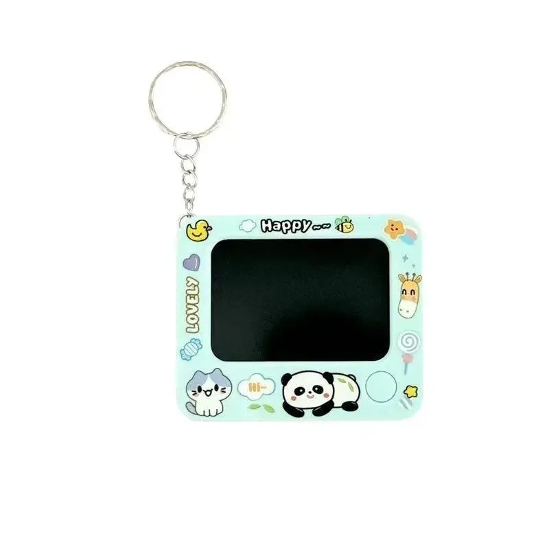 Mini Graffiti Board Keychain Creative Cartoon Cute One-Click Clearing DIY Painting Key Chain Kids Students Christmas Gifts