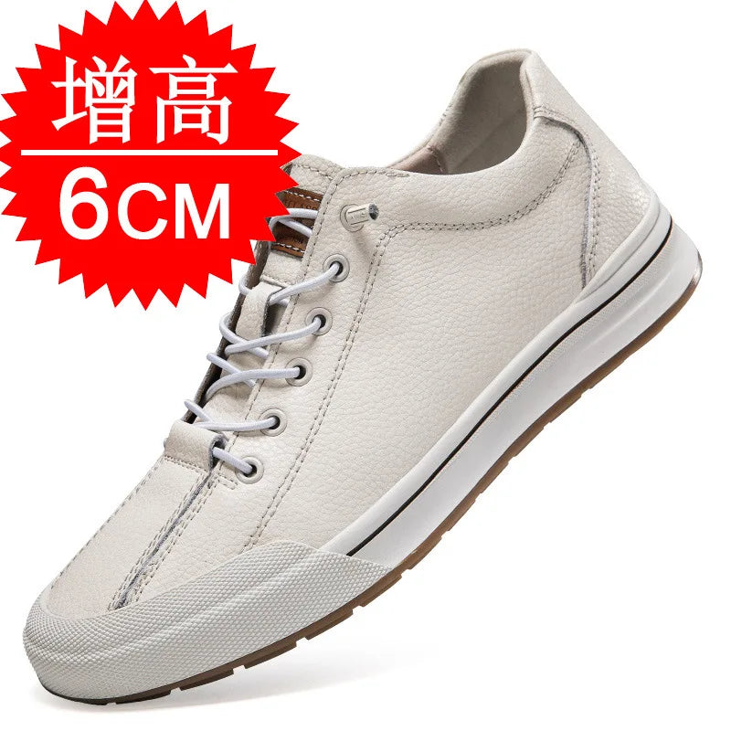 Elevator Shoes for Men Height Increasing Sneakers 6cm Inches Taller Leather Casual Shoes with Height Increase Shoes
