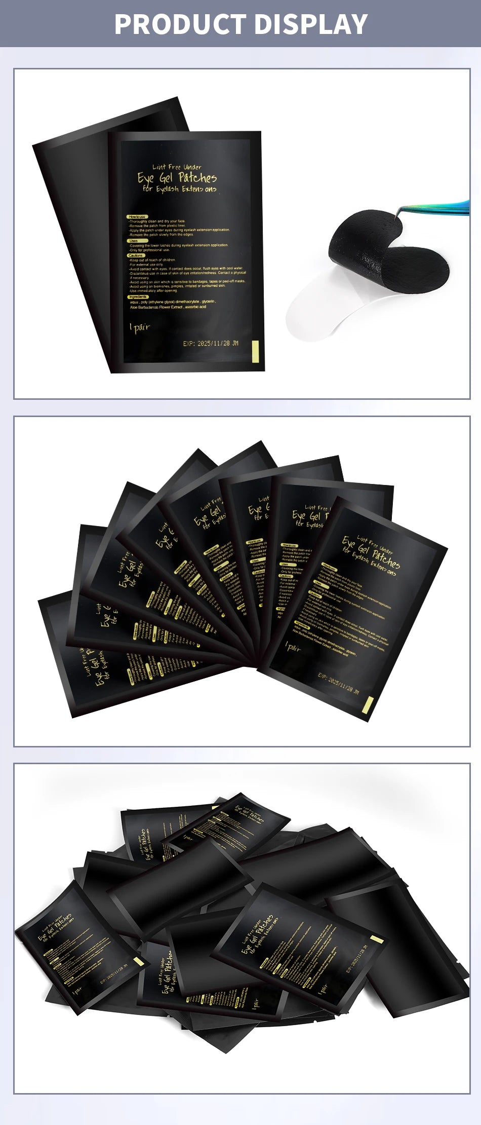 50 Paar fusselfreie Unter-Augen-Gel-Pads, feuchtigkeitsspendende Augen-Papier-Patches, Wimpernverlängerung, Augen-Spitzen-Aufkleber-Wraps, UV-Pads, Make-up-Werkzeug