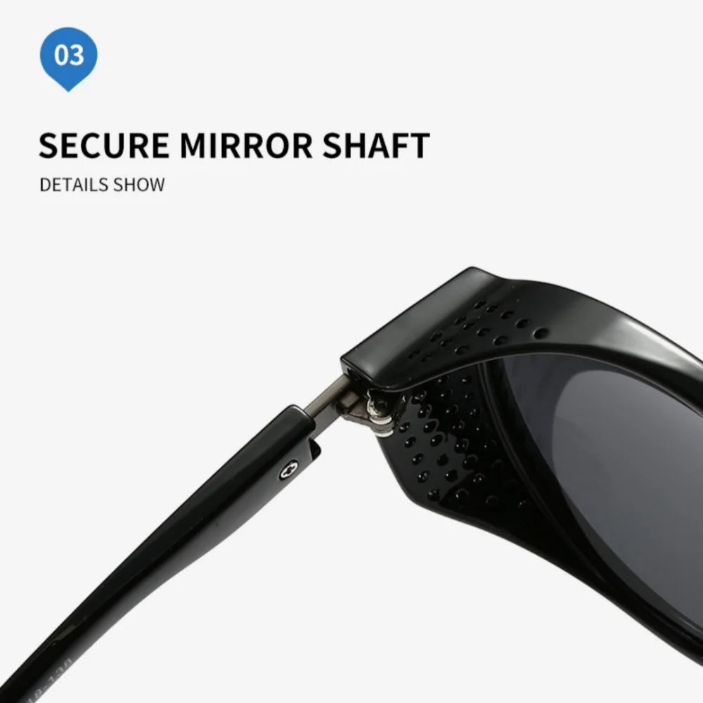 Men Women Polarized Sunglasses Steampunk Sports Sun Glasses Round Frame Eyewear with Side Shield UV400 Protection Driving Shades