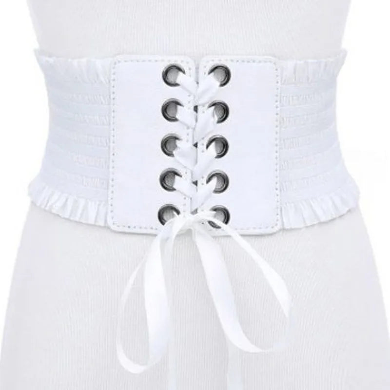 Women Fashion Stretch Belt Tassels Elastic Buckle Wide Dress Corset Waistband Women's High Waist Belt Wide Belts