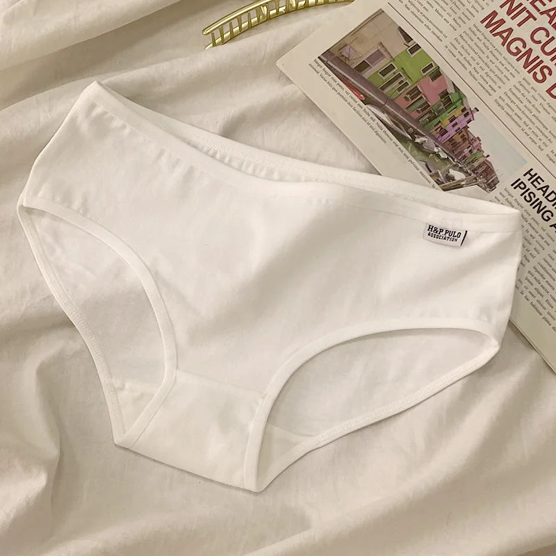 CHUANGERM 7 Pairs Women Solid‑Color Panties Soft Breathable Casual Briefs Cute Ladies Underpants For Daily Wear