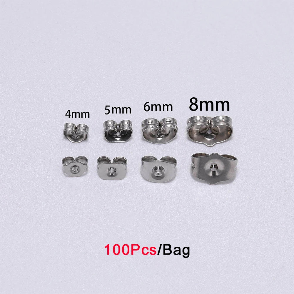 10-100 piezas/lote de bases de pendientes de acero inoxidable en blanco de 3-12mm con tapón de pendiente para hacer joyas DIY