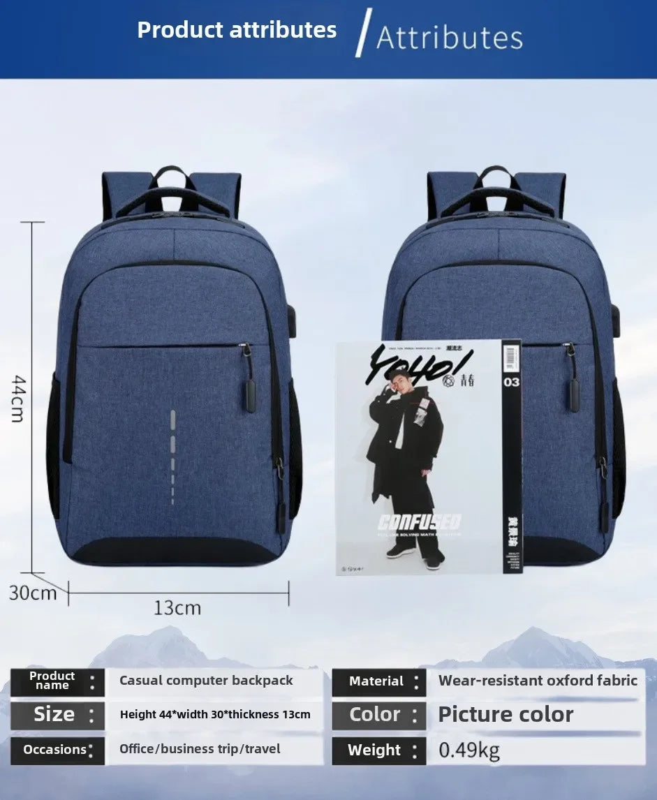 Classic Men Waterproof Backpack USB Charging Casual Travel Backpack Men Large Capacity Travel Laptop Backpack School Bag bolsas