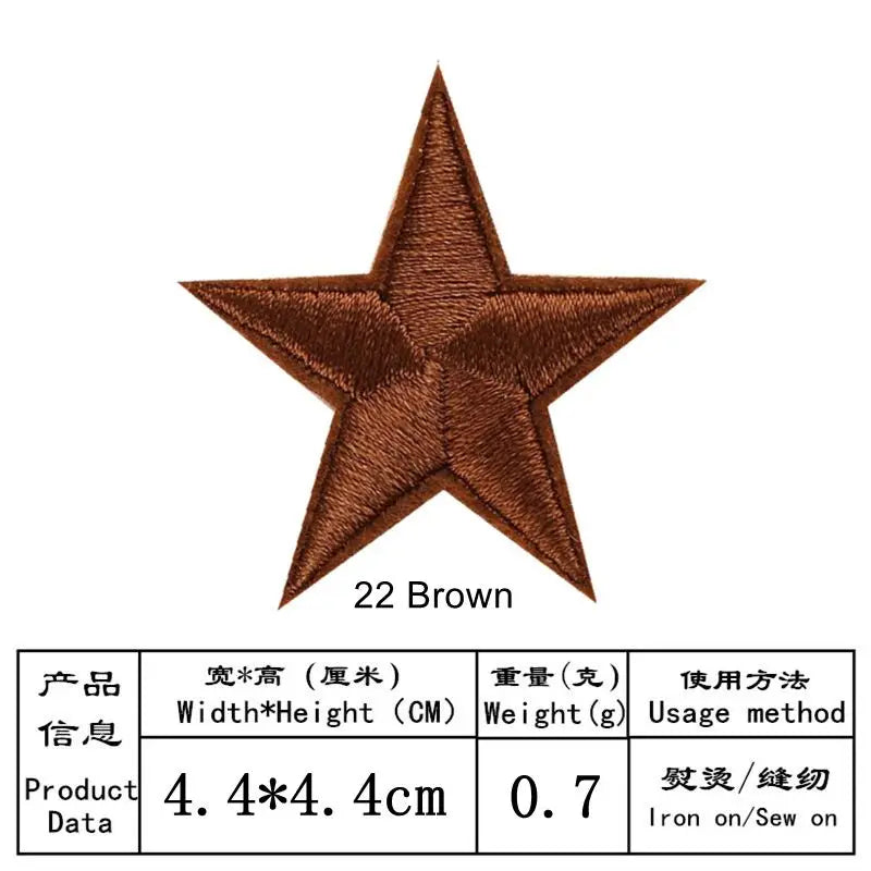 10pcs Star Embroidery Iron on Patches for Clothing, DIY Clothes, Pentagram Appliques, Black White Gold Sticker Stripes 4.4x4.4cm