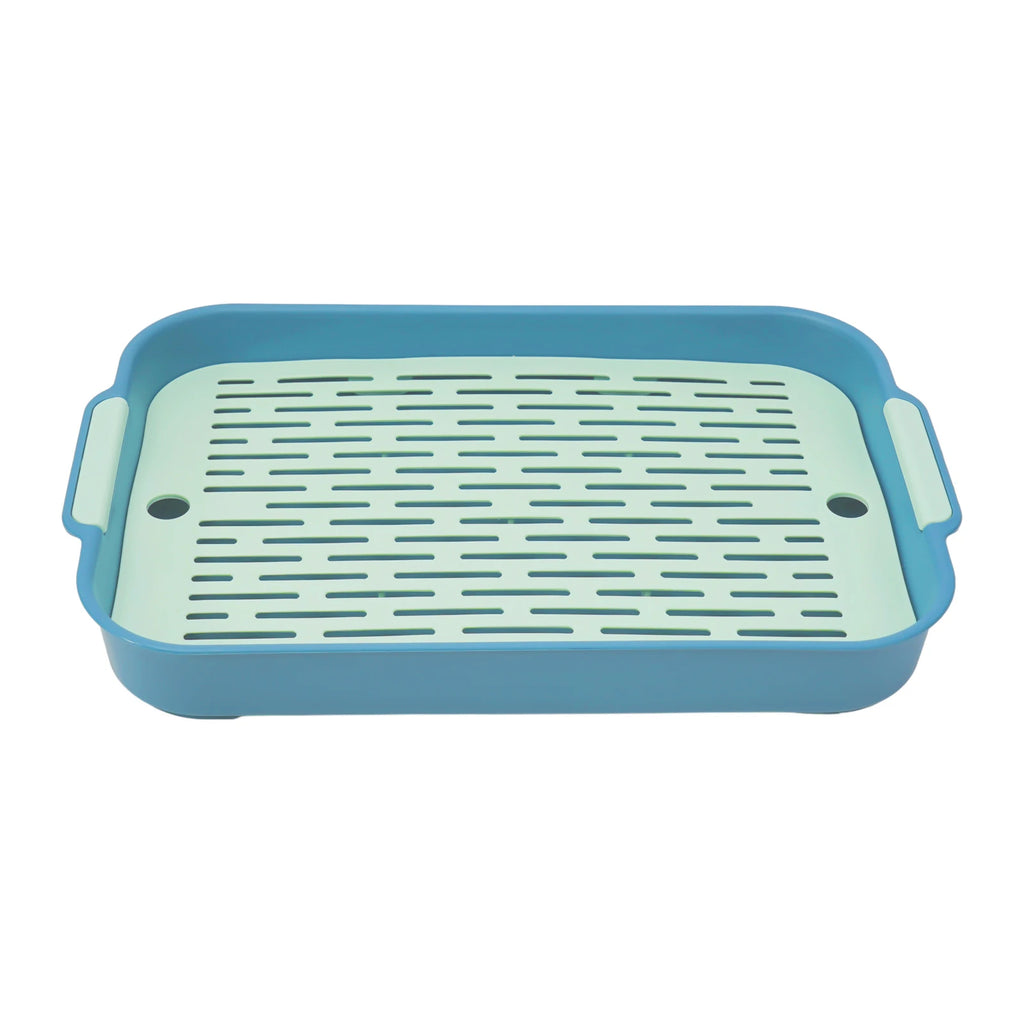 Tray Rabbit Litter Tray Smooth Corner Detachable Design Heightened Grid Design White Blue For Pet’s Training For Pet’s Training
