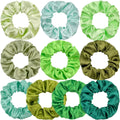 10pcs Green Satin Scrunchies Headband Elastic Rubber Hair Band Women Girls Ponytail Holder Hair Ties Accessories Satin Hair Rope