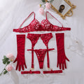 MUZISKAT New Sexy Heavy Industry Complex Embroidery Perspective Slimming and Converging Adjustable Underwear Five Piece Set