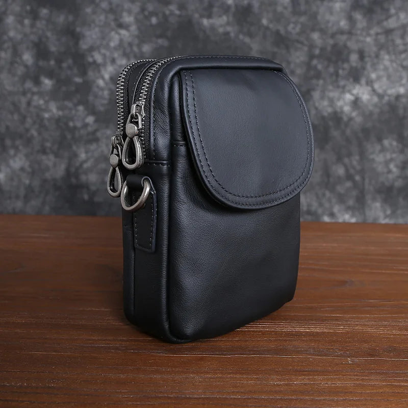 New Casual Leather Male Baotou Layer Cowhide Single Shoulder Crossbody Bag Vertical Business Backpack Men's Bag