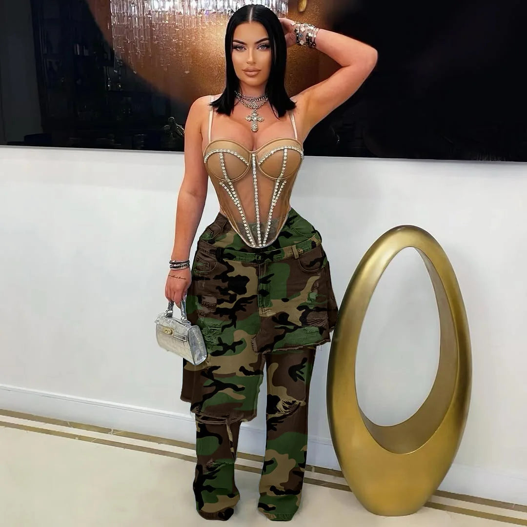 Cargo Pocket Pants High Waist Camouflage Y2K Streetwear 2025 Women Winter Fashion Clothes Trousers Sexy Elegant Baggy Pants