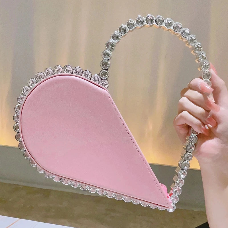 Mini Heart Shape Evening Bag Trendy Wedding Clutch Purse Women's Elegant Handbags For Party Prom