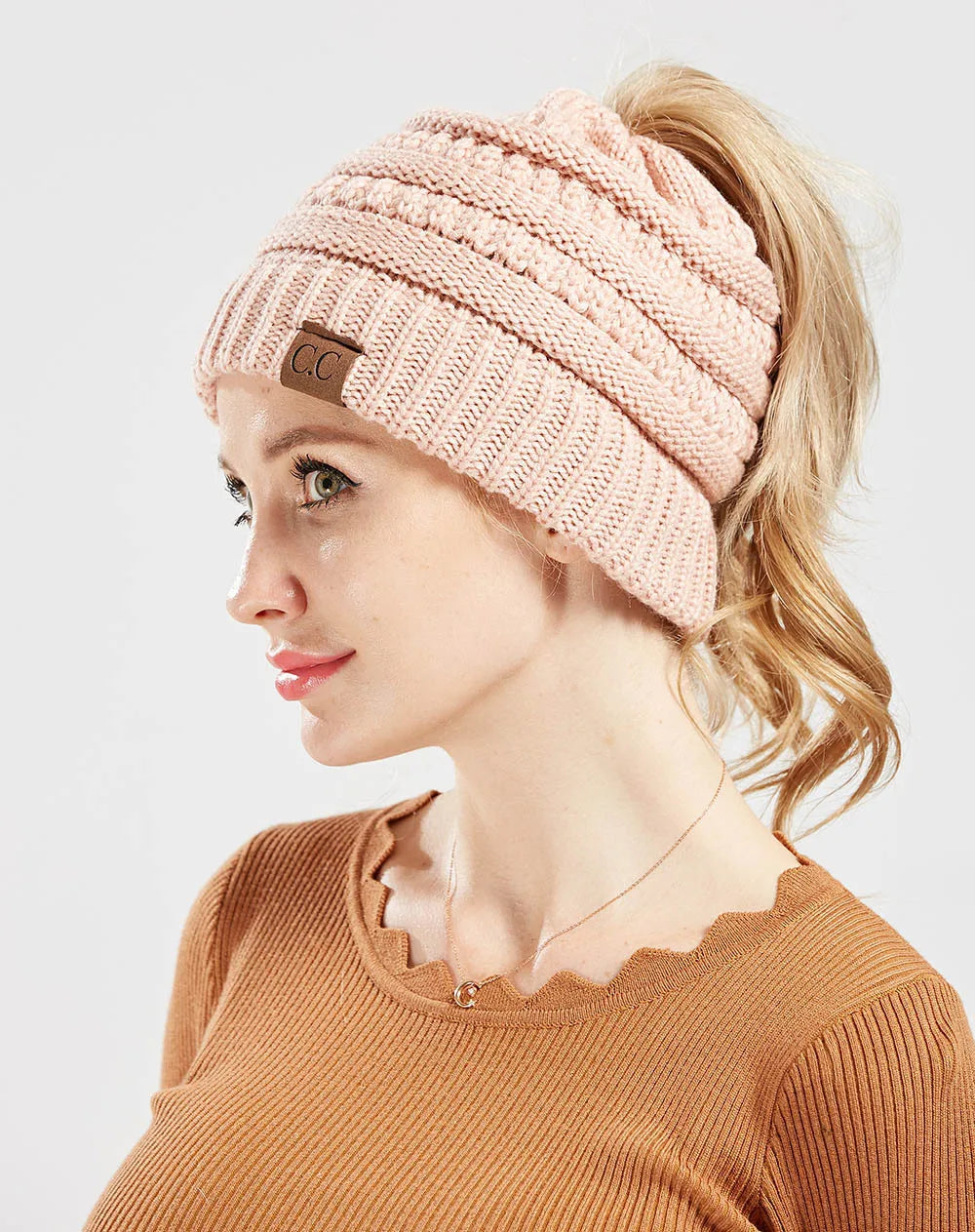 New Outdoor Warm Winter Woolen HatsAcrylic Open Horsetail HatsCold-Resistant High Ponytail Hats for Men and Women
