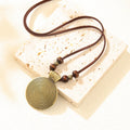 Fingerprint Circular Sweater Chain Alloy Bohemian Men Women Personality Pendants Long Necklaces Handmade Jewelry