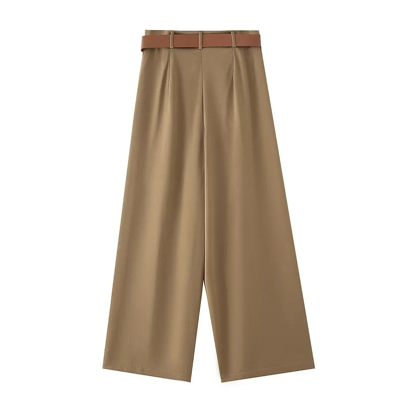 HXAO Elegant Wide Leg Pants 2025 Women's Spring Summer Belt Long Baggy Pants Fashion Casual Y2k Vintage Oversize Trousers