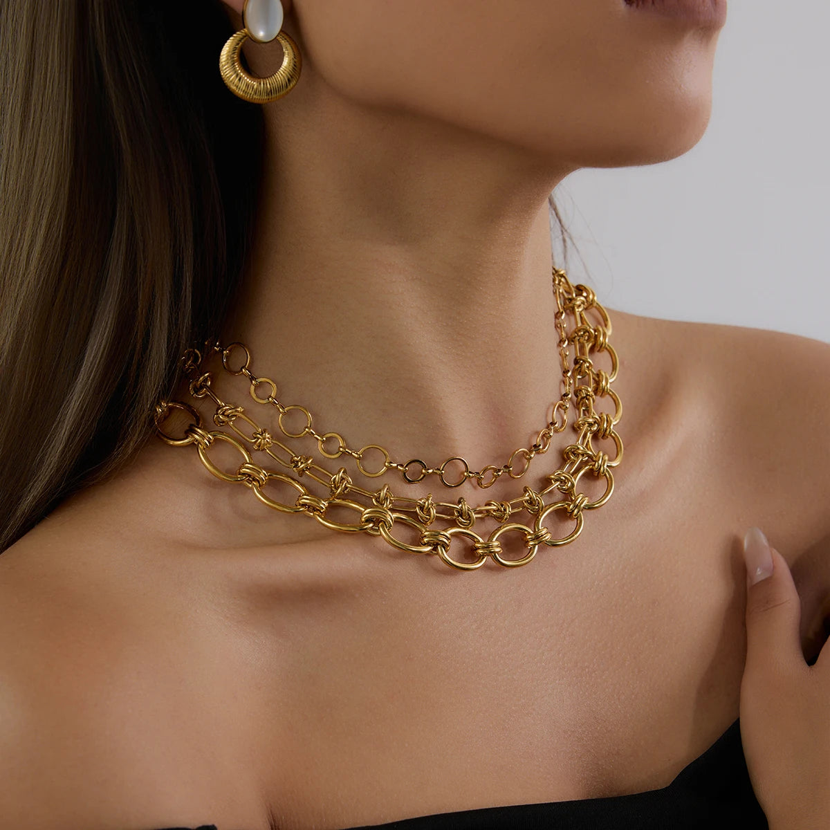 Youthway New Design DIY Chain Necklace 18K Gold Plated Stainless Steel Metal Knot Chain Hollow Necklace Accessories Gift For Her