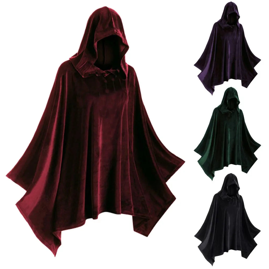 Hooded Cape Halloween cos Costume Death Cloak Medieval Hooded Cloak Cosplay Clothing Party Clothes Witch Vampire Long Cape Cloak