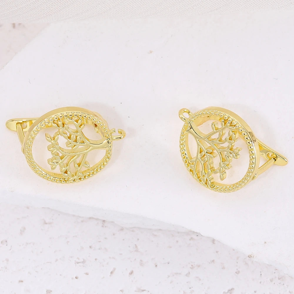 Juya 8Pcs/Lot 18K Gold Plated Anti-Allergy Fastener Schwenzy Earwire Stitches Earplug Earring Hooks For DIY Women Earring Making