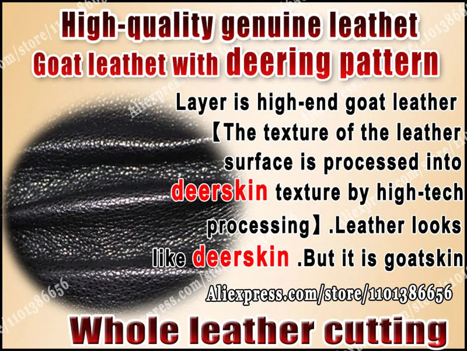 Men's and Women's High-end Buckskin Goat Leather Gloves Autumn and Winter Thin Warm Knitted Wool Lining Driving Leather Gloves