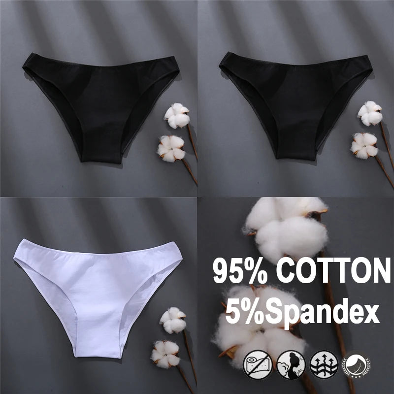 Women Sexy Cotton Panties Solid Color Underwear Simple Style Briefs Low Waist Breathable Panties Female Soft Intimates Lingerie
